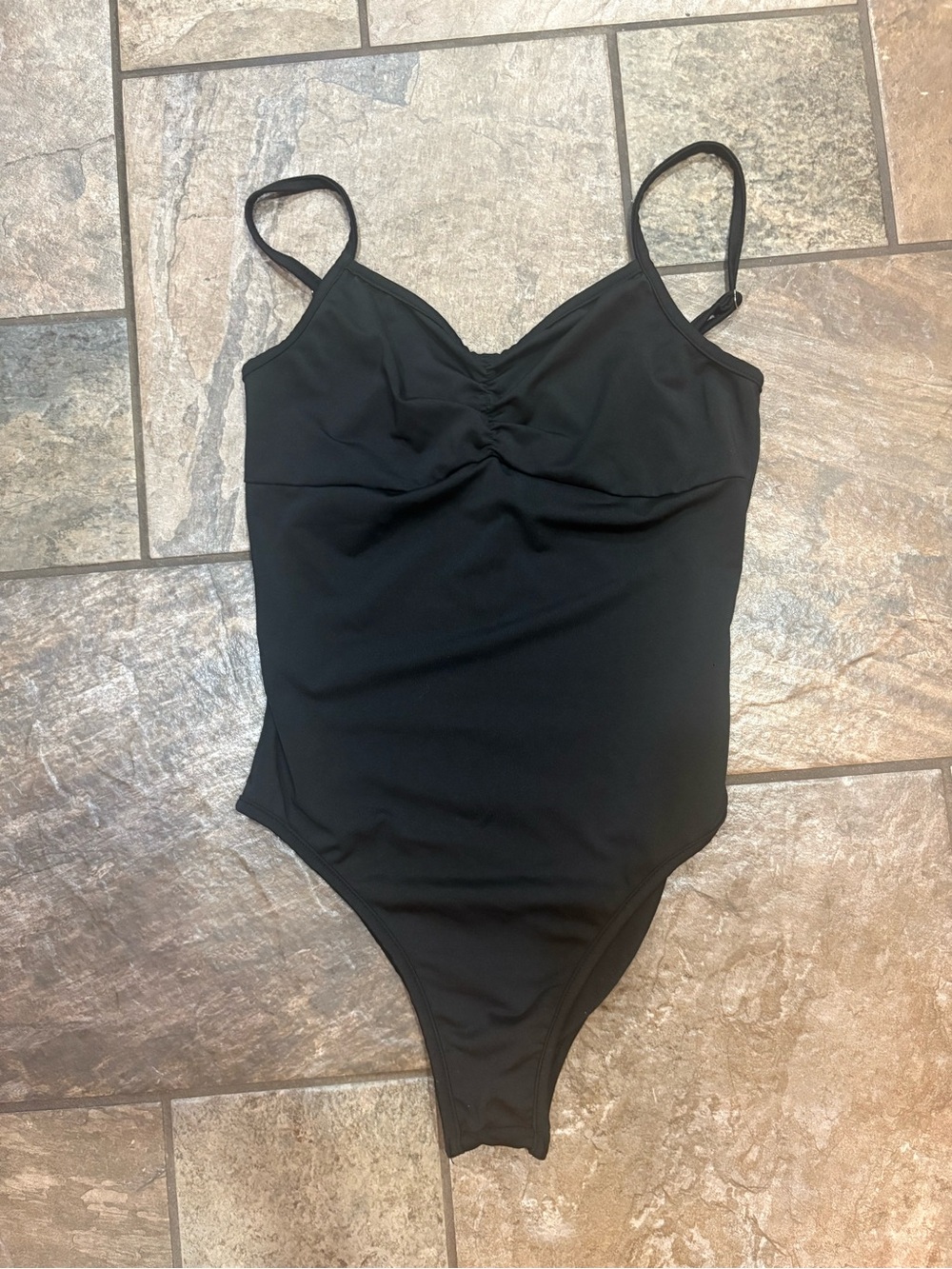 SHEIN Black Ruched V-Neck Bodysuit